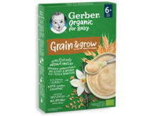 Gerber organic Βρεφικά Δημητριακά με Σιτάρι, Βρώμη & γεύση Βανίλιας