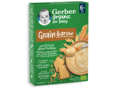 Gerber organic Βρεφικά Δημητριακά με Σιτάρι, Βρώμη & γεύση Μπισκότο