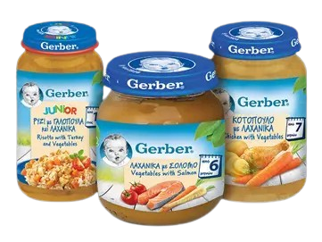 Gerber Έτοιμα Βρεφικά Γεύματα Φαγητού Gerber Έτοιμα Βρεφικά Γεύματα Φαγητού